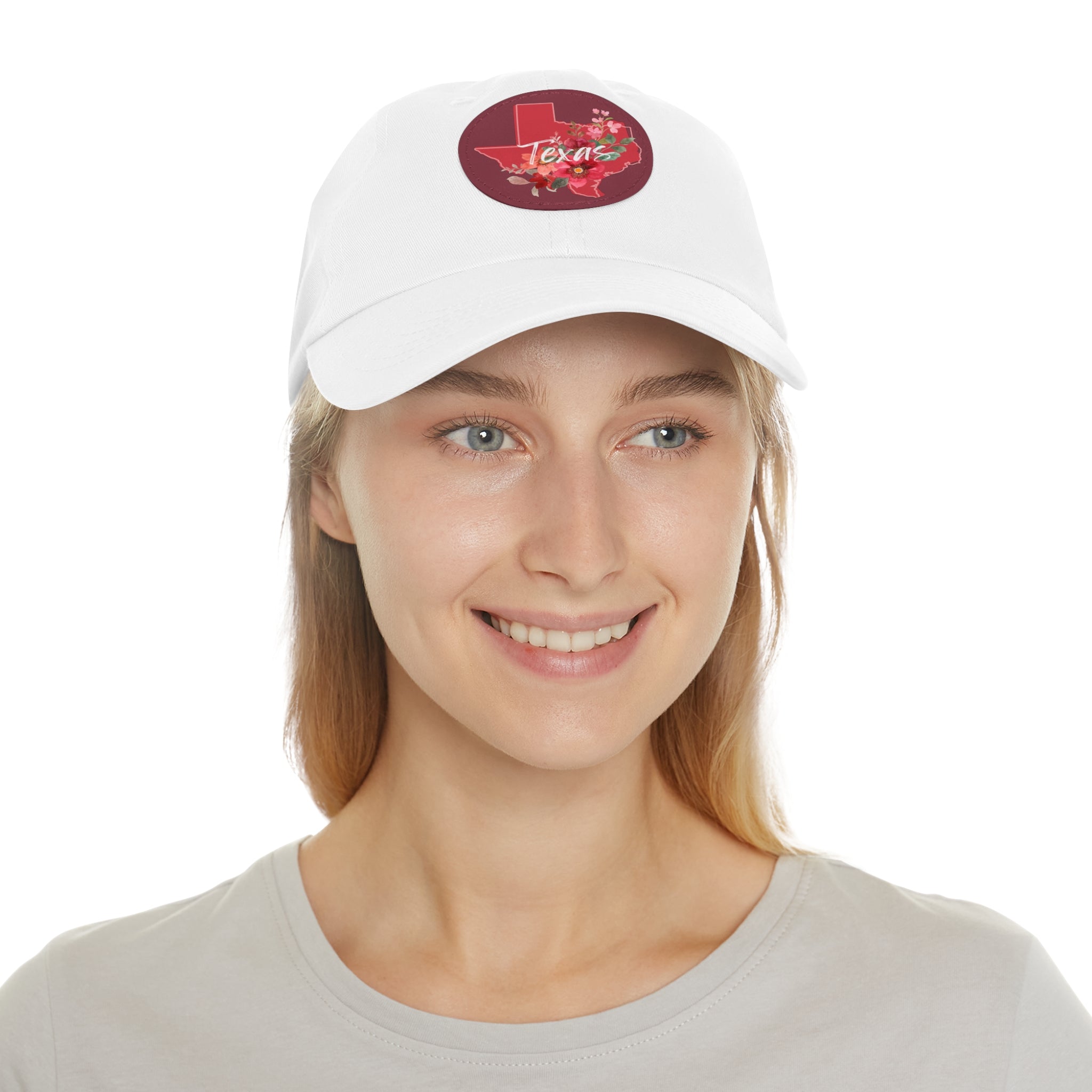Texas Floral Dad Hat, Summer Accessory, Gift for Texans, Round Leather Patch Cap