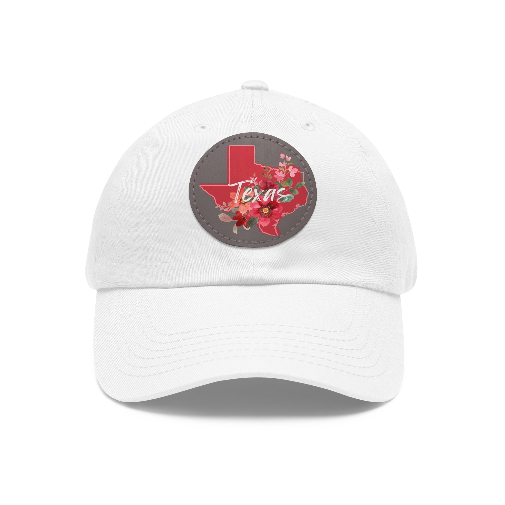 Texas Floral Dad Hat, Summer Accessory, Gift for Texans, Round Leather Patch Cap