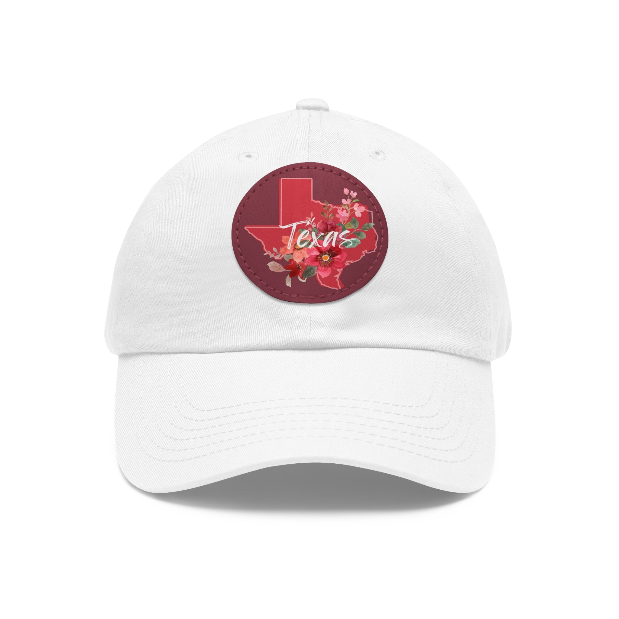 Texas Floral Dad Hat, Summer Accessory, Gift for Texans, Round Leather Patch Cap