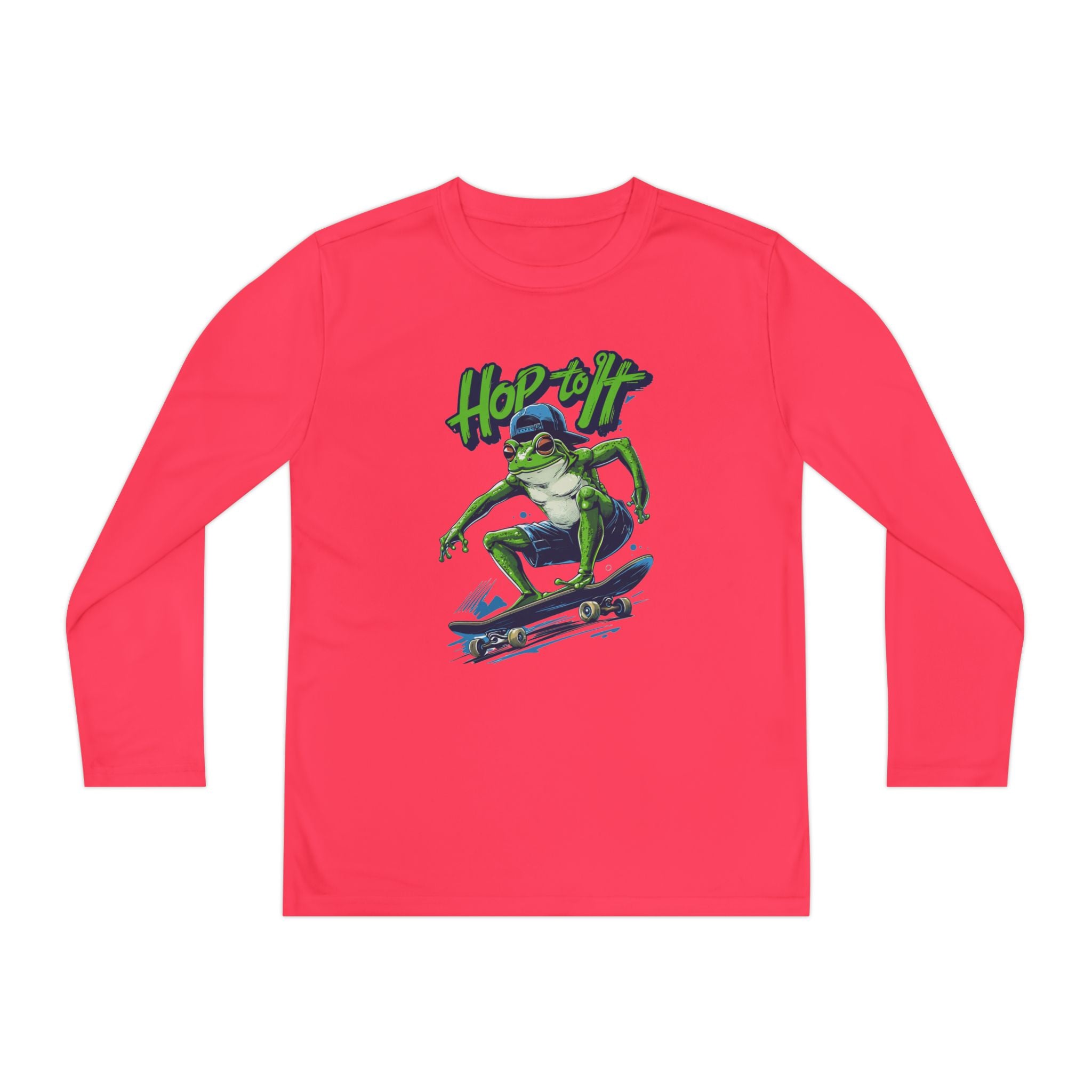 Youth Long Sleeve Skateboarding Tee - Cool Hop Off Frog Design
