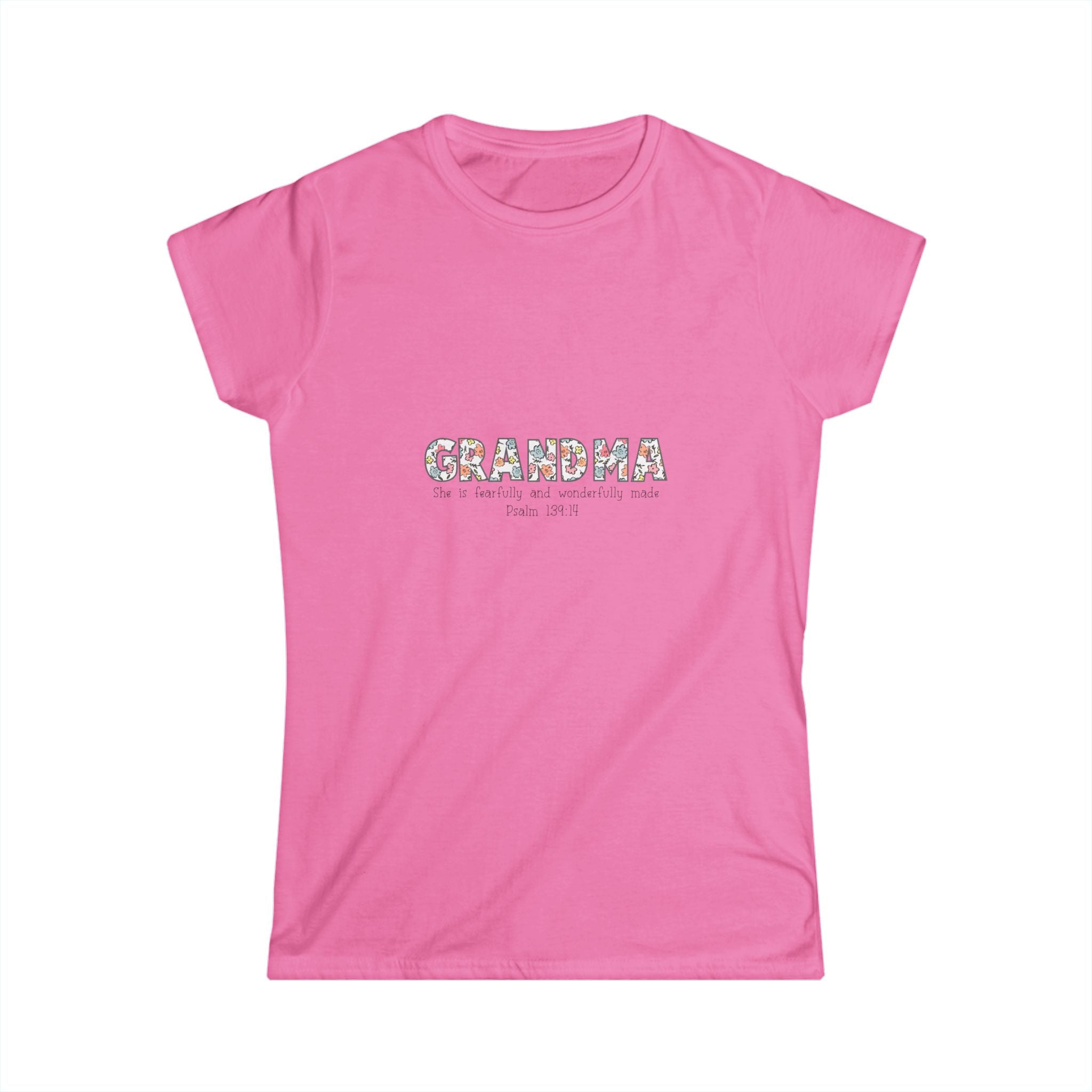 Floral Grandma Tee - Softstyle Women's T-shirt for Mother's Day & Birthdays