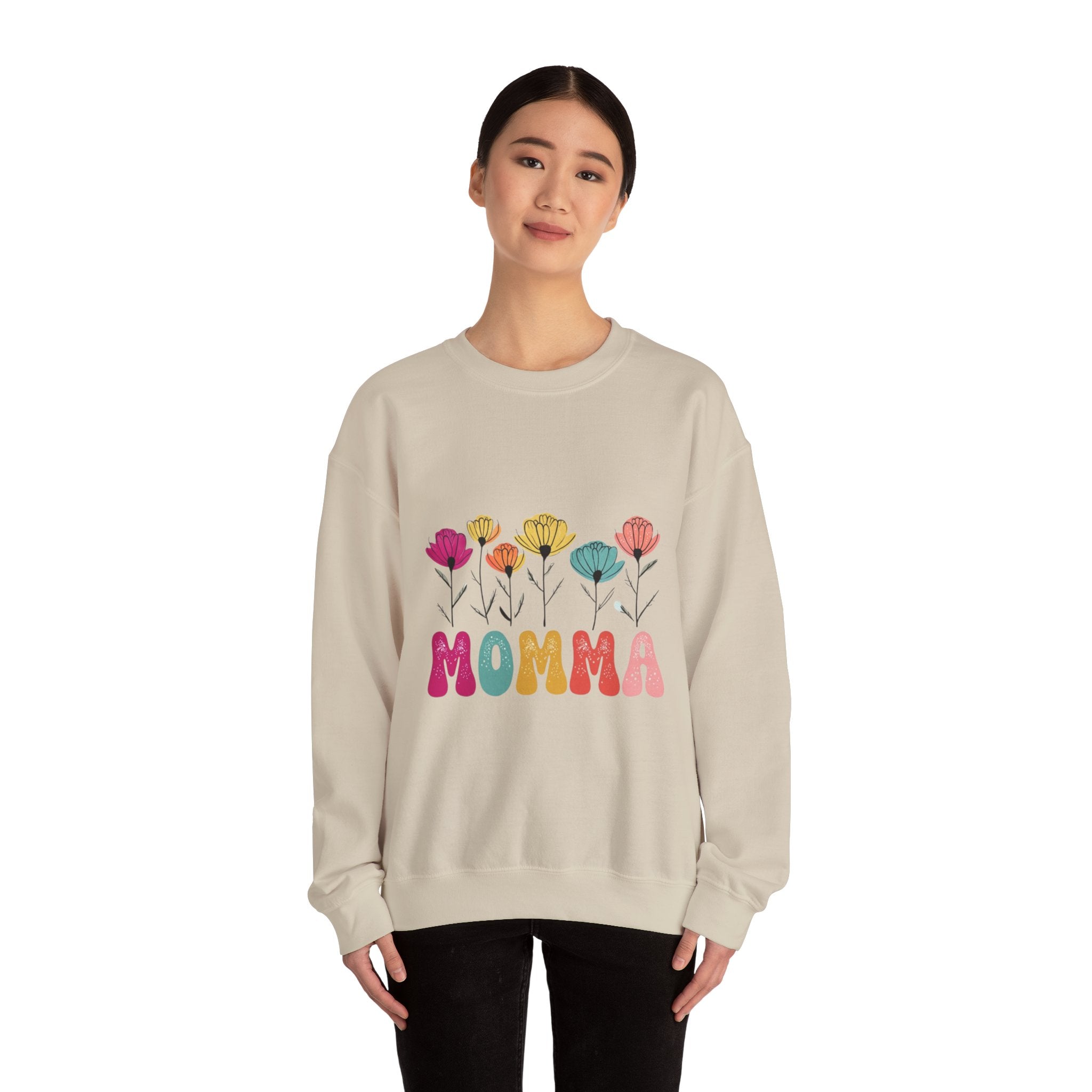 Floral Momma Crewneck Sweatshirt - Cozy Unisex Heavy Blend for Moms