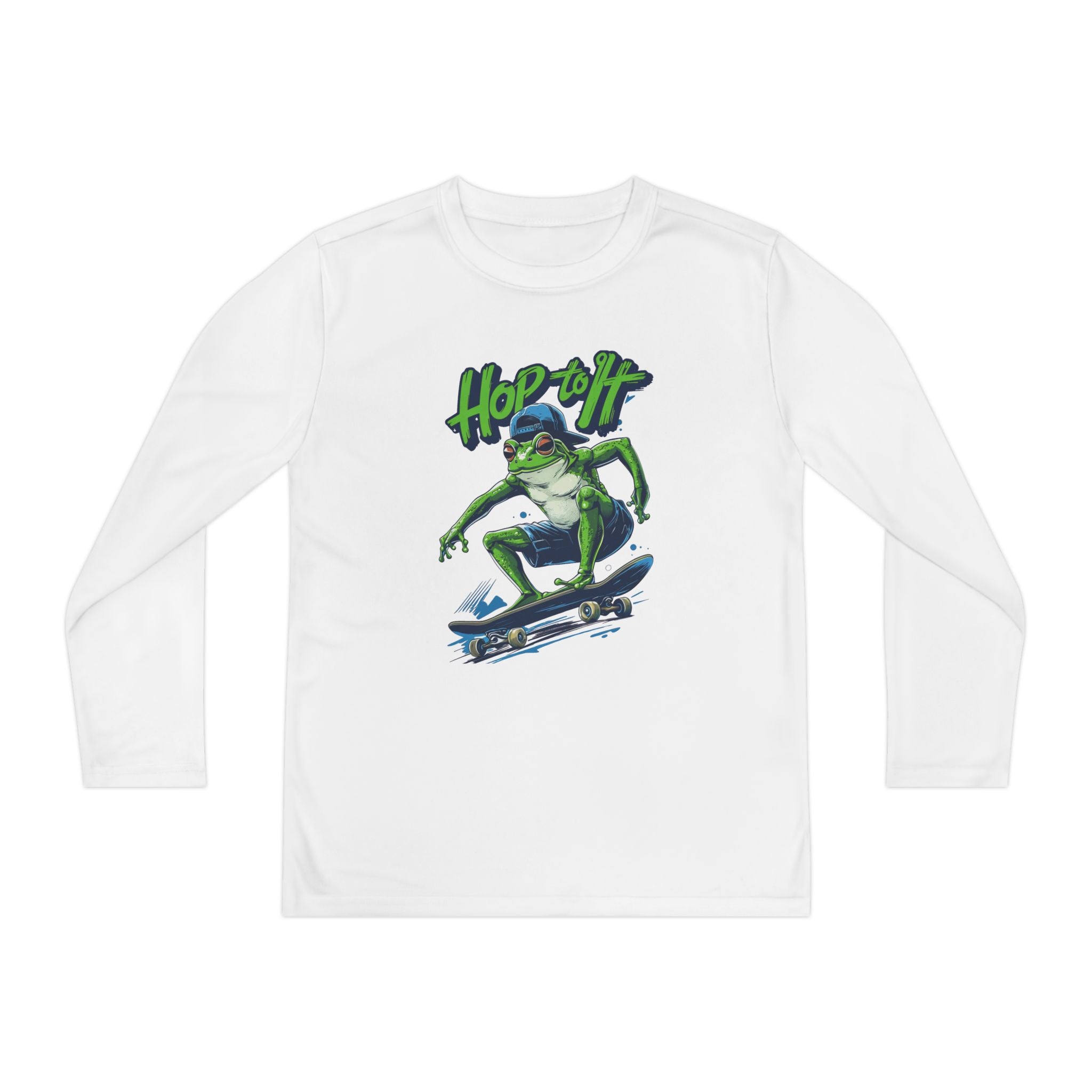 Youth Long Sleeve Skateboarding Tee - Cool Hop Off Frog Design