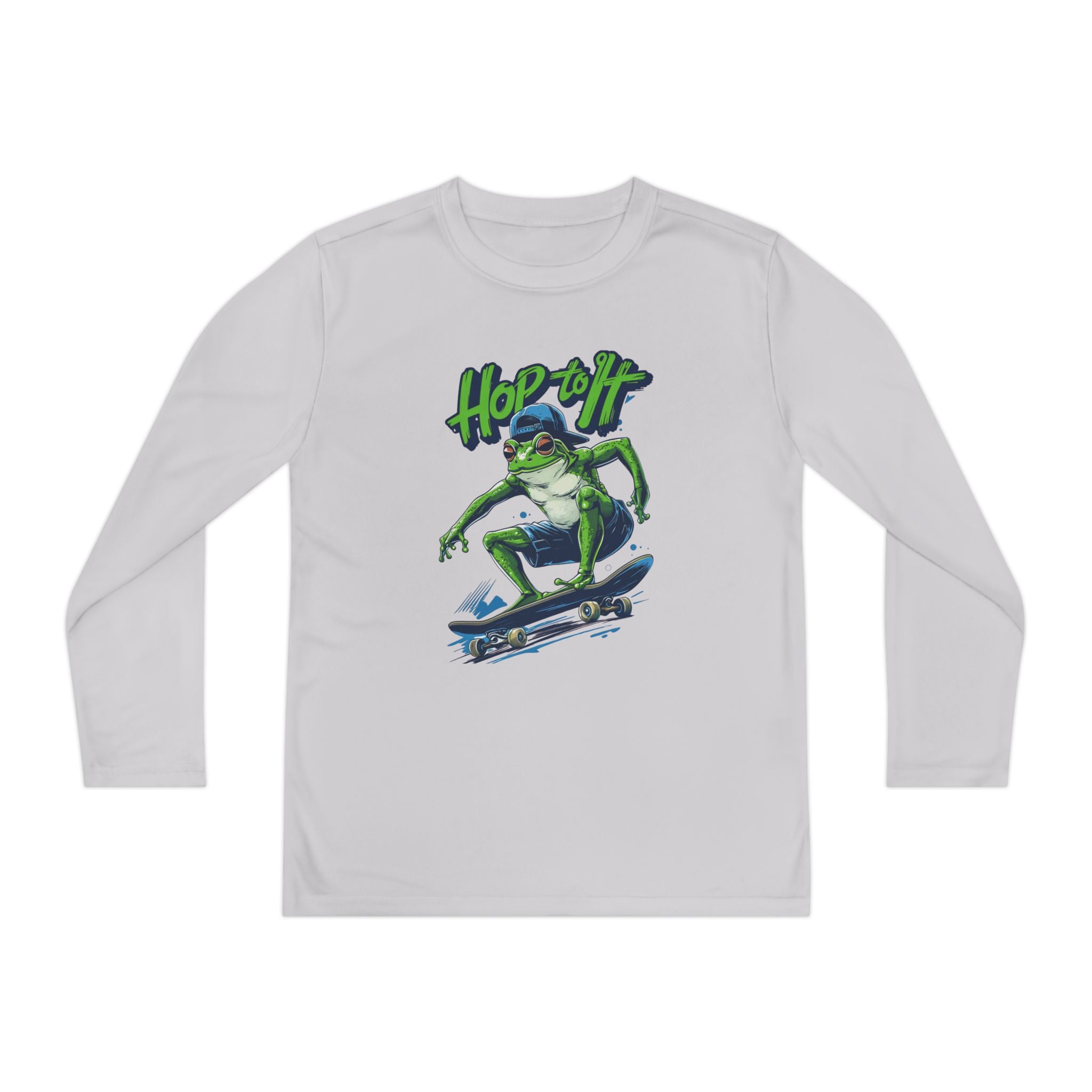Youth Long Sleeve Skateboarding Tee - Cool Hop Off Frog Design