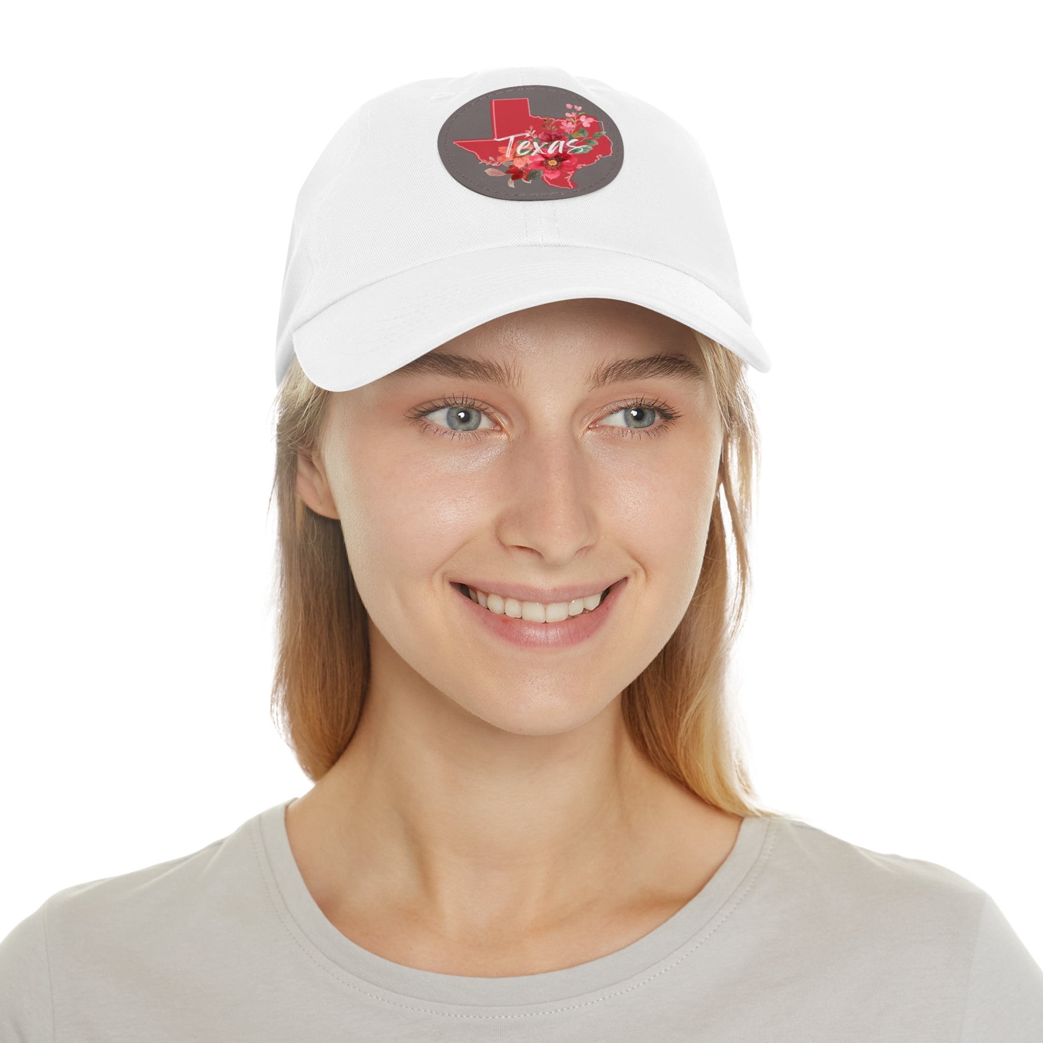 Texas Floral Dad Hat, Summer Accessory, Gift for Texans, Round Leather Patch Cap