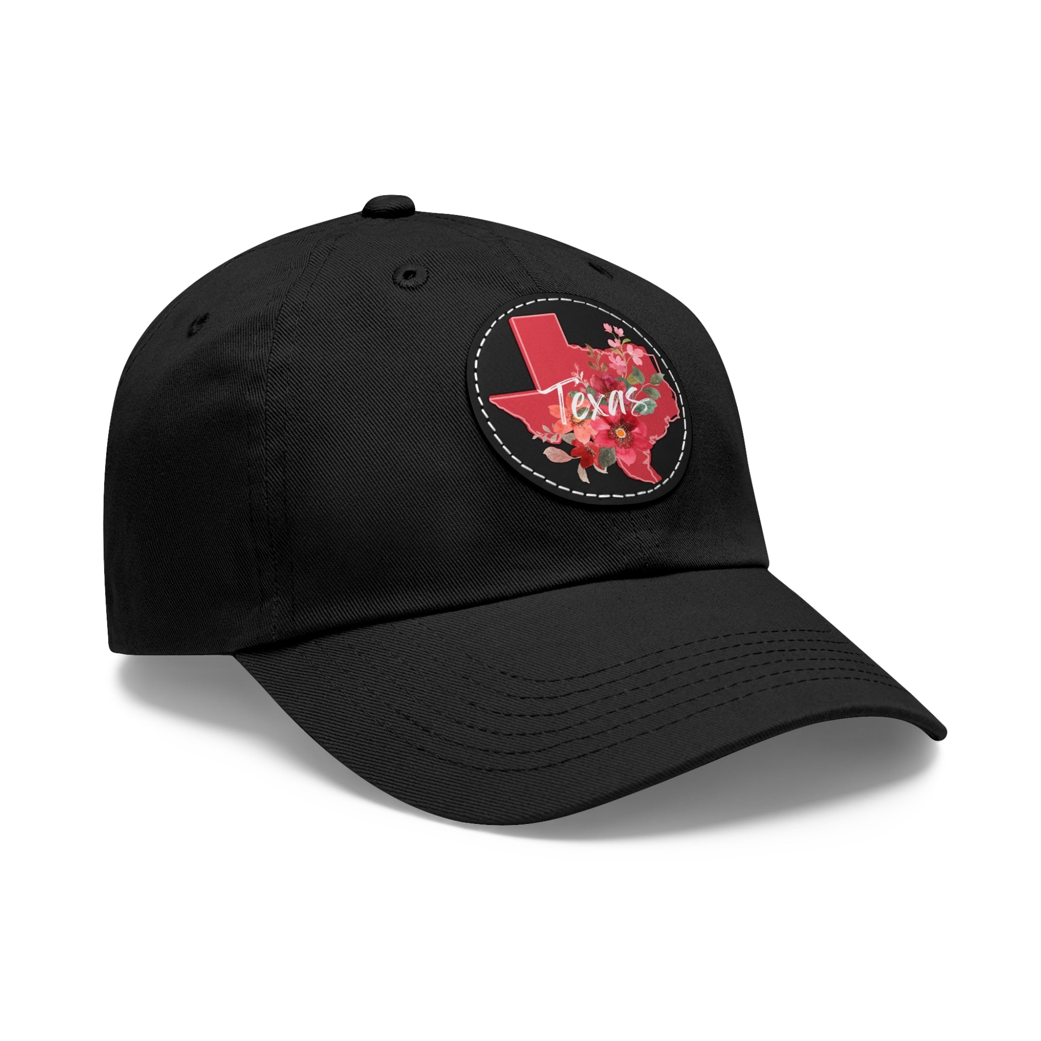 Texas Floral Dad Hat, Summer Accessory, Gift for Texans, Round Leather Patch Cap