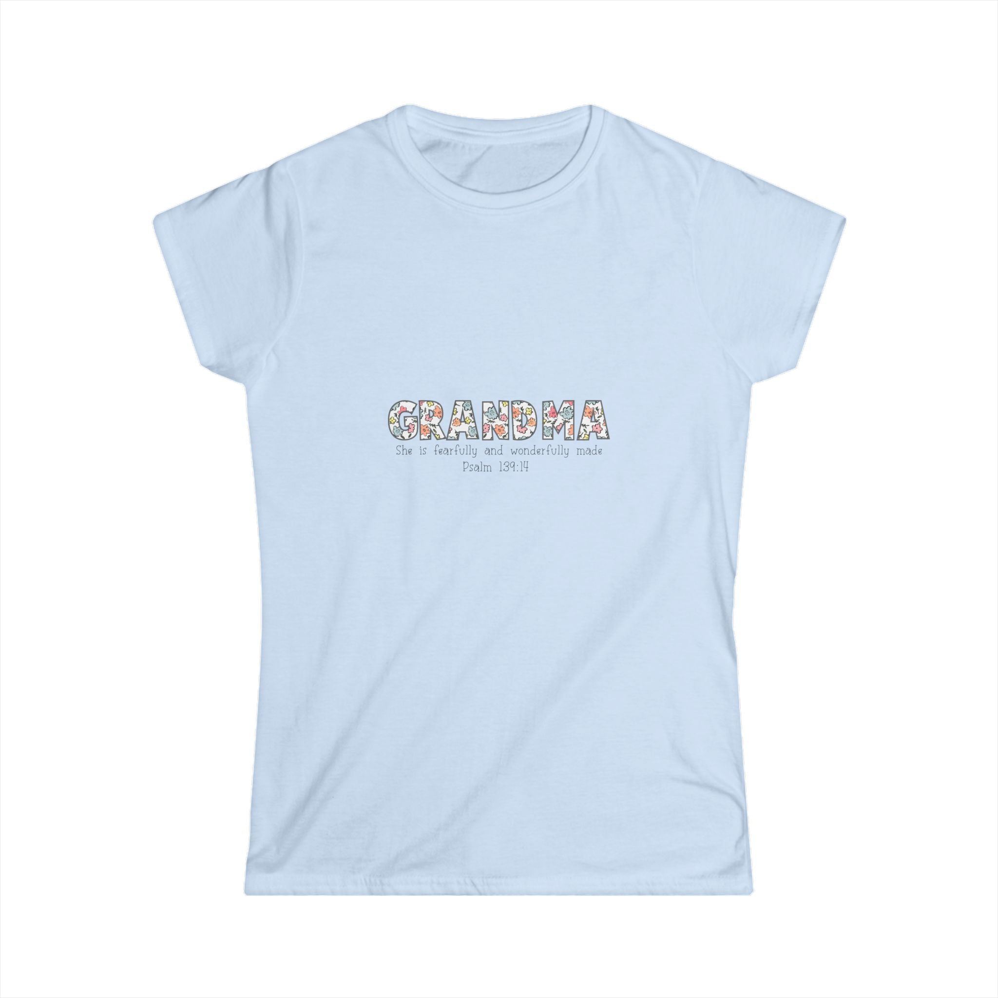 Floral Grandma Tee - Softstyle Women's T-shirt for Mother's Day & Birthdays