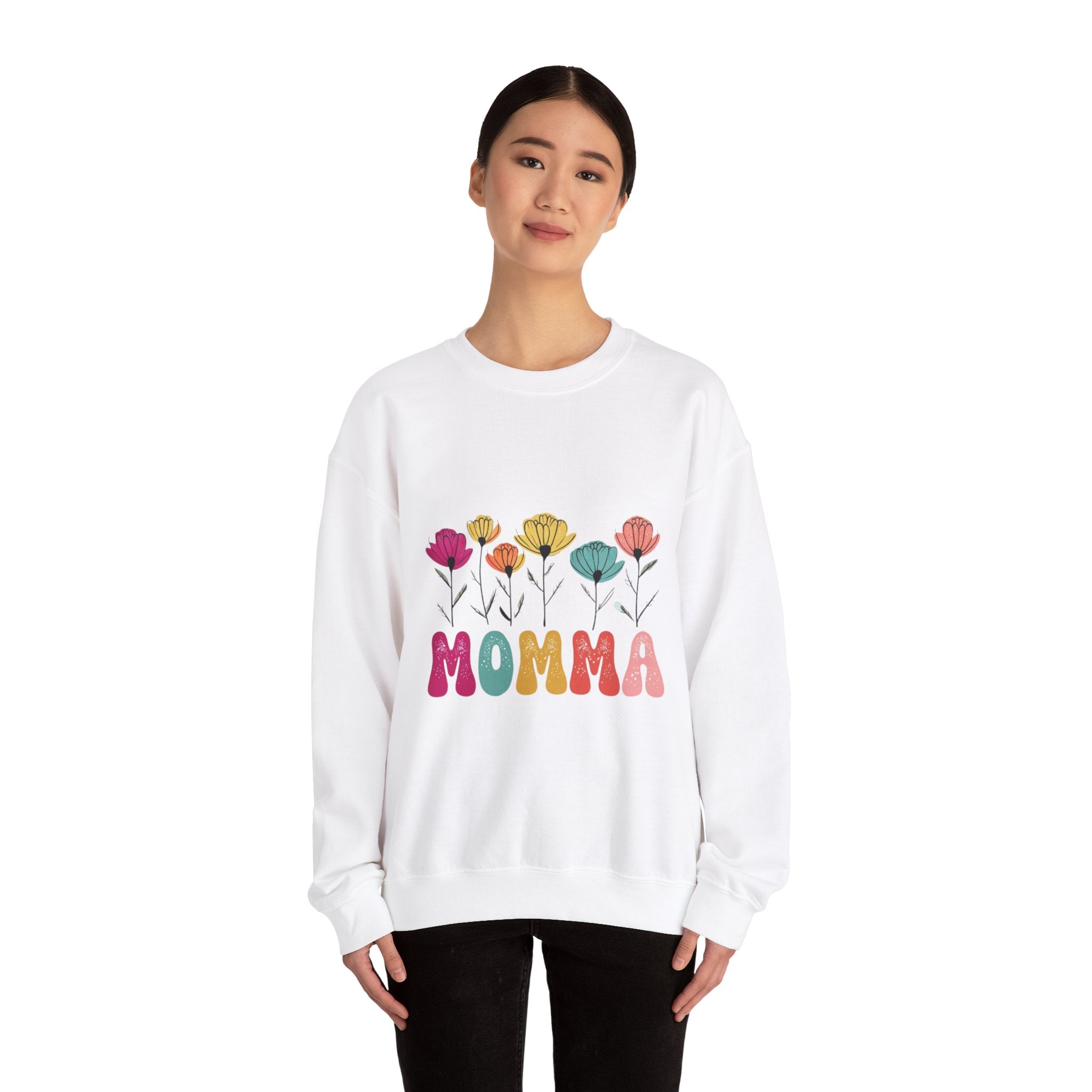 Floral Momma Crewneck Sweatshirt - Cozy Unisex Heavy Blend for Moms