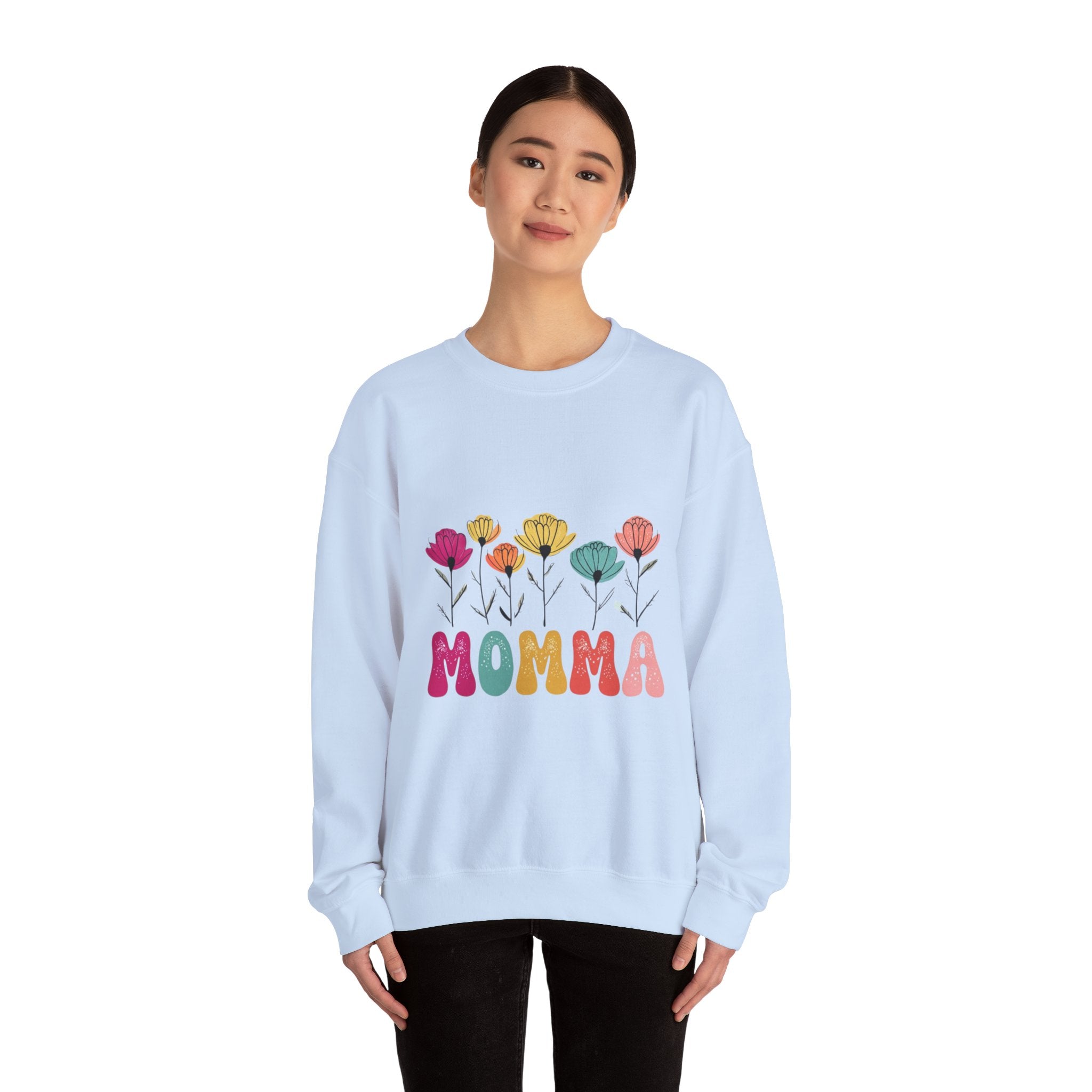 Floral Momma Crewneck Sweatshirt - Cozy Unisex Heavy Blend for Moms