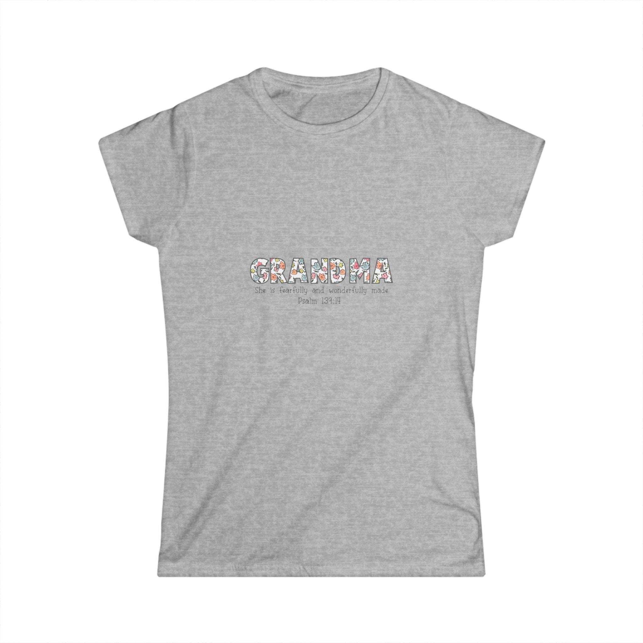 Floral Grandma Tee - Softstyle Women's T-shirt for Mother's Day & Birthdays