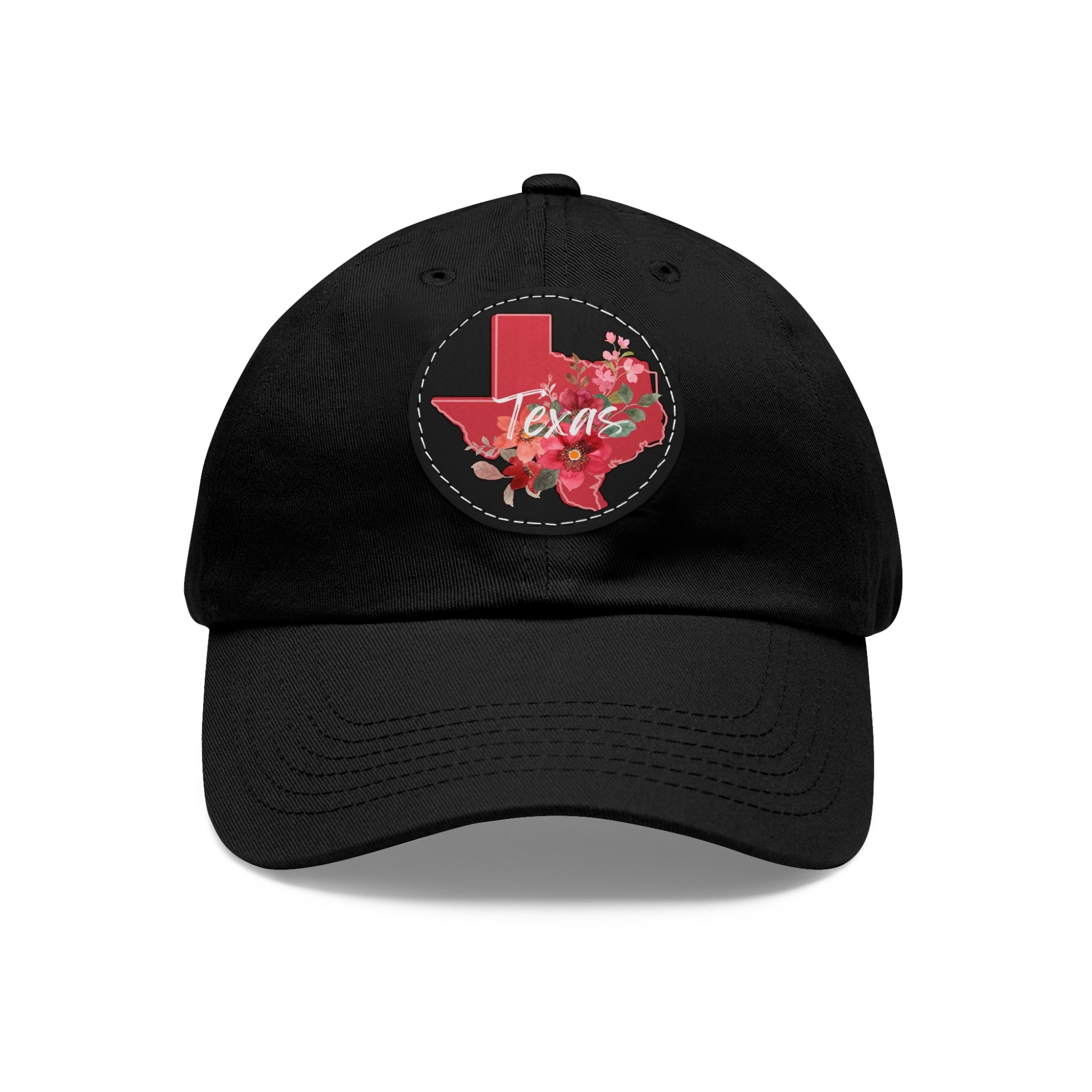 Texas Floral Dad Hat, Summer Accessory, Gift for Texans, Round Leather Patch Cap