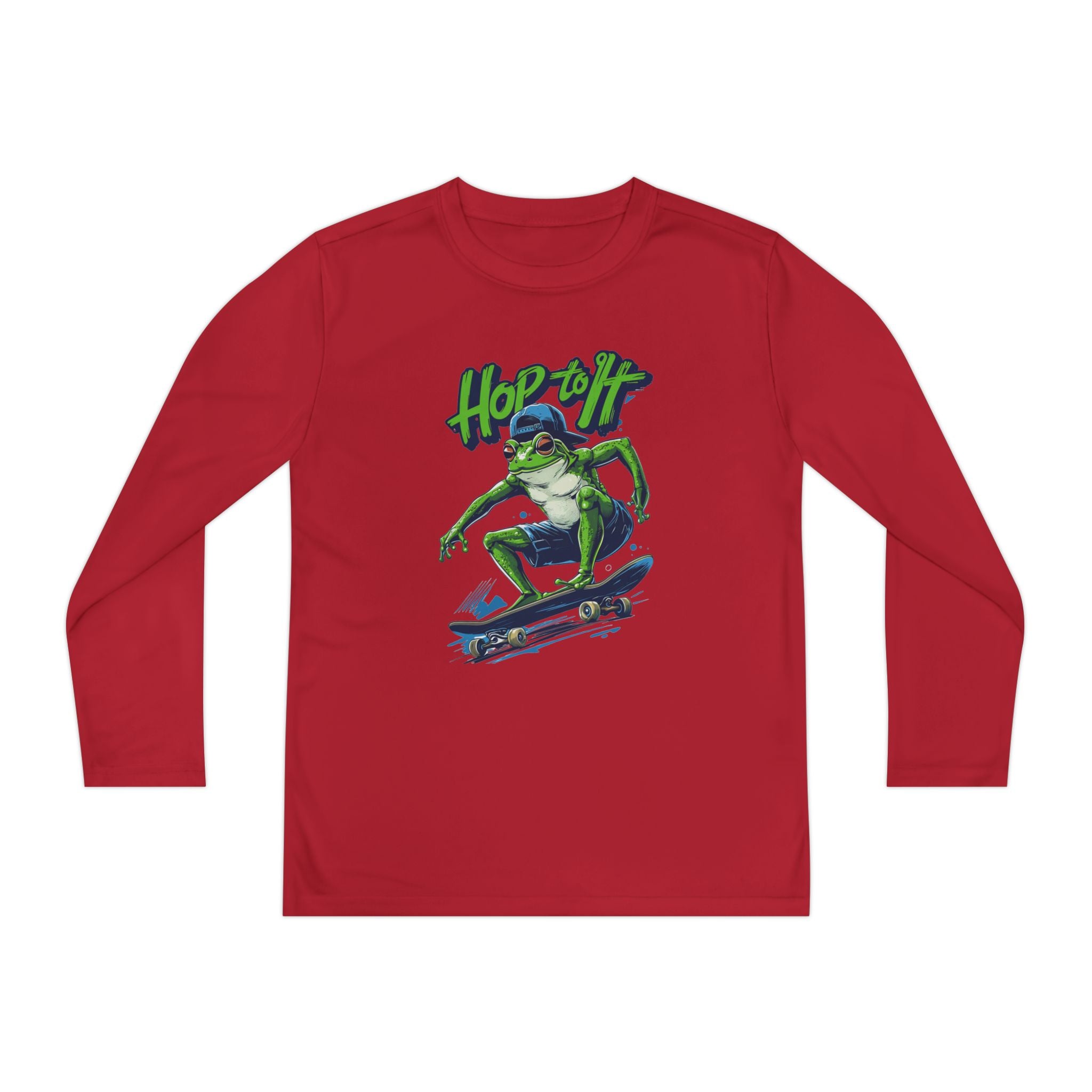 Youth Long Sleeve Skateboarding Tee - Cool Hop Off Frog Design