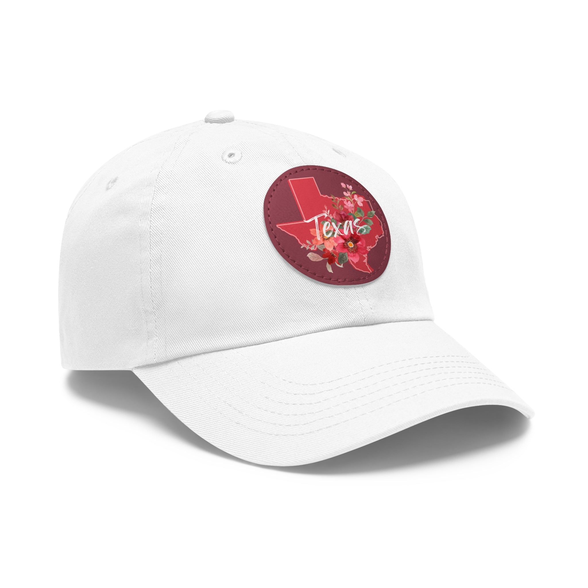 Texas Floral Dad Hat, Summer Accessory, Gift for Texans, Round Leather Patch Cap