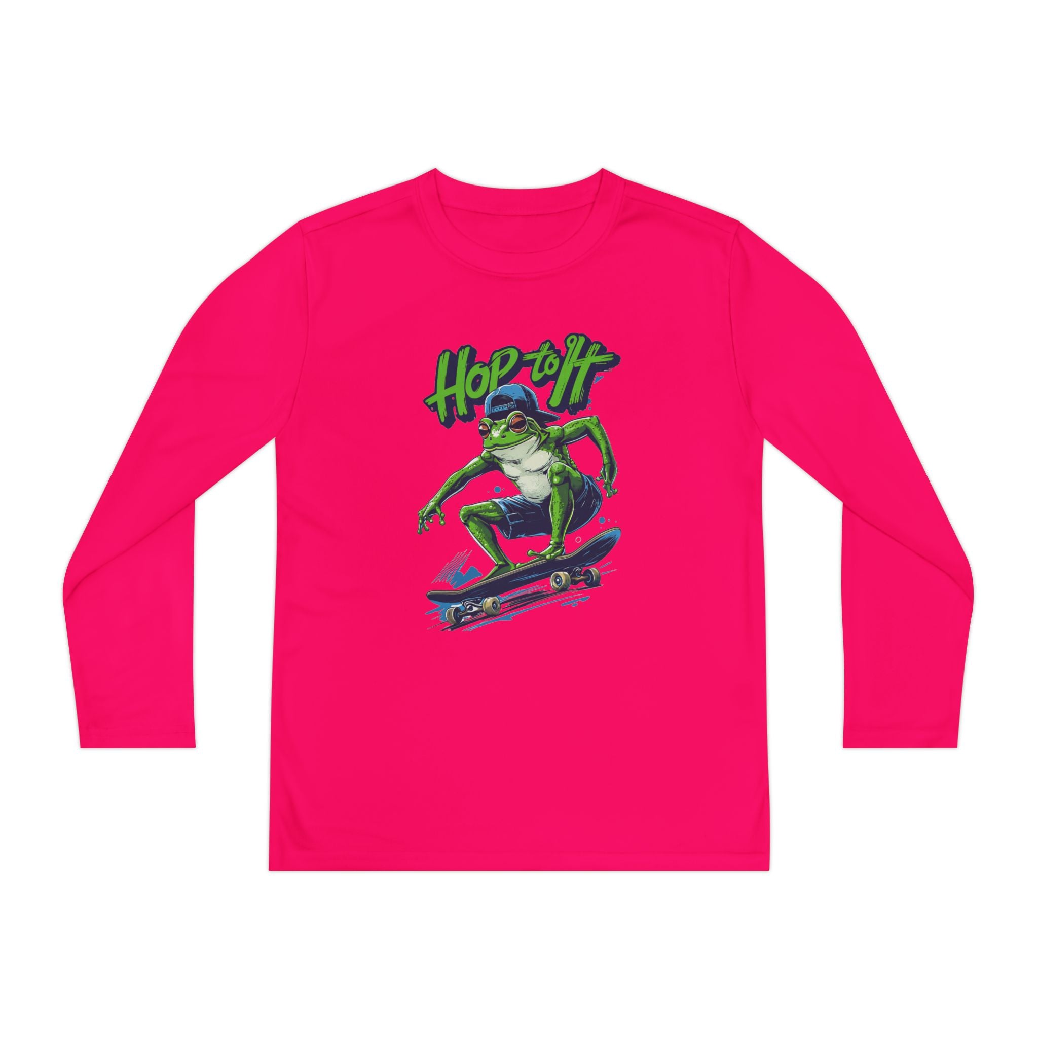 Youth Long Sleeve Skateboarding Tee - Cool Hop Off Frog Design
