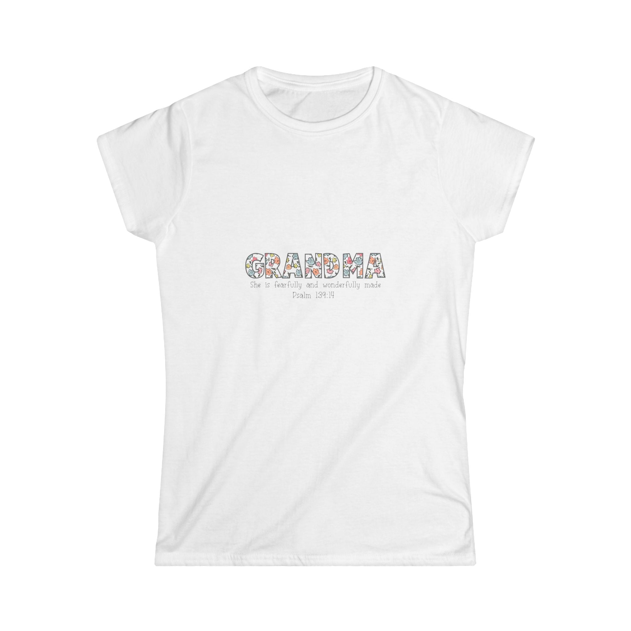 Floral Grandma Tee - Softstyle Women's T-shirt for Mother's Day & Birthdays