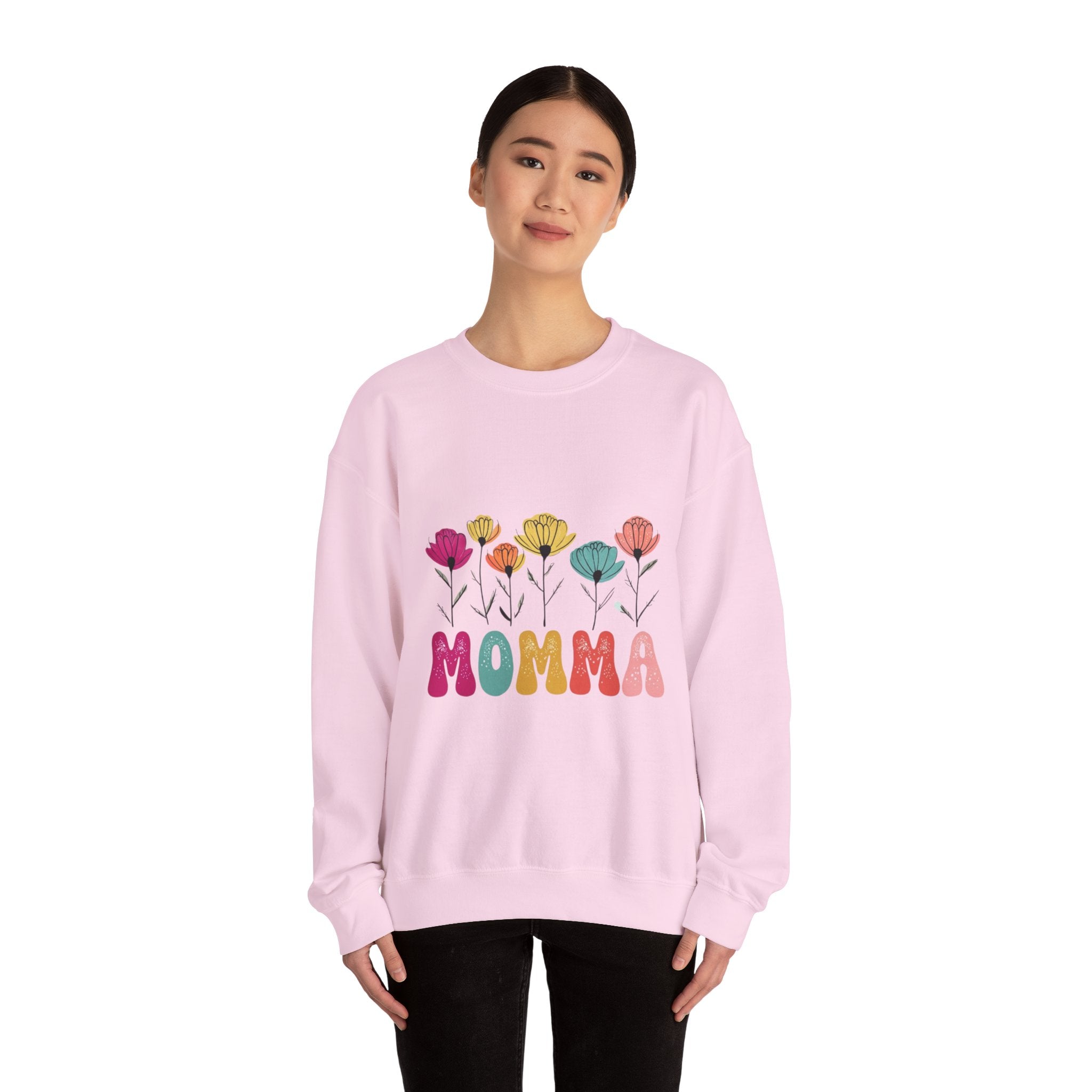 Floral Momma Crewneck Sweatshirt - Cozy Unisex Heavy Blend for Moms