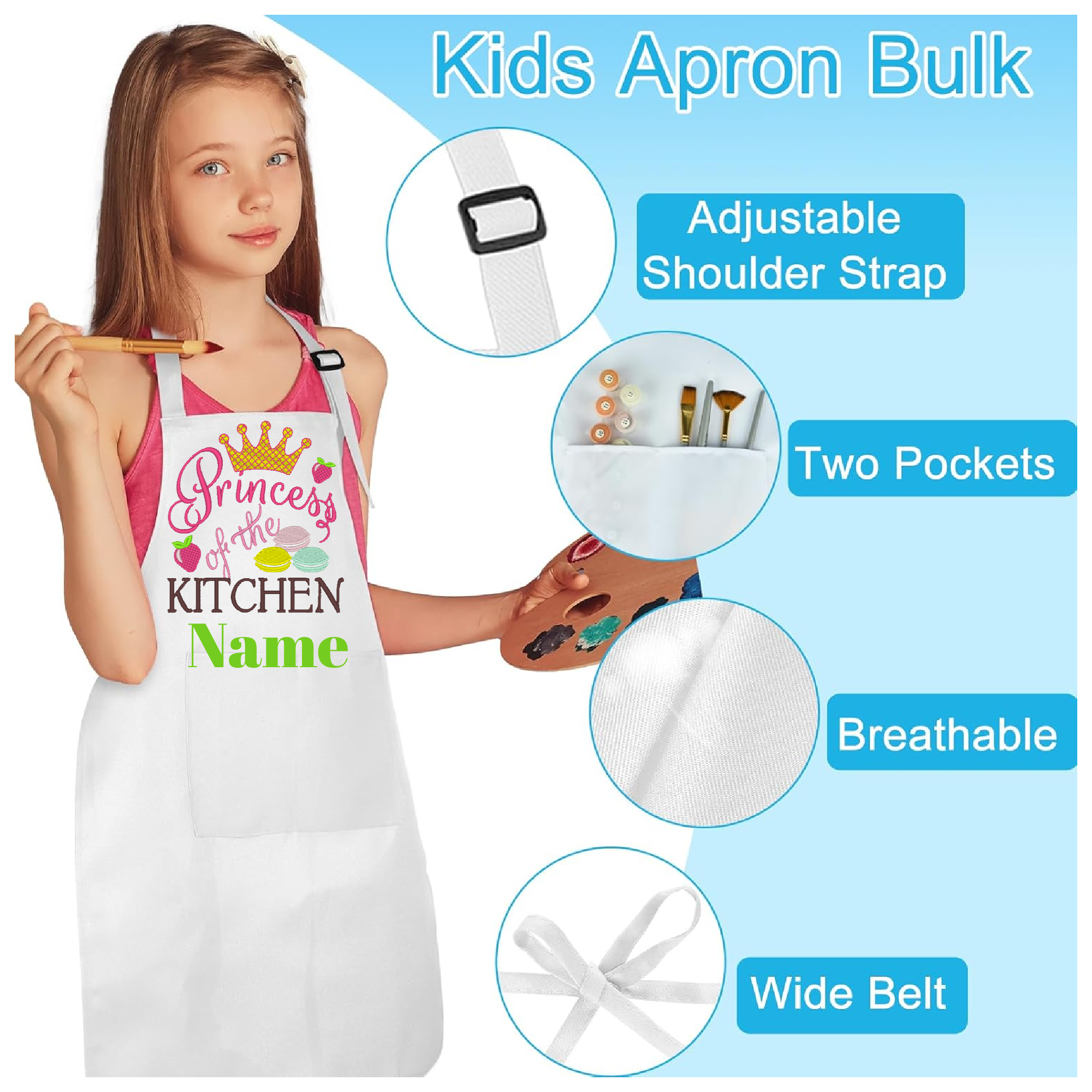 Personalized Kids Apron, Toddler Apron, Customized Apron, Little Chef, Cooking Apron, Kids Apron, Kitchen Apron, Custom Apron, Child Aprons